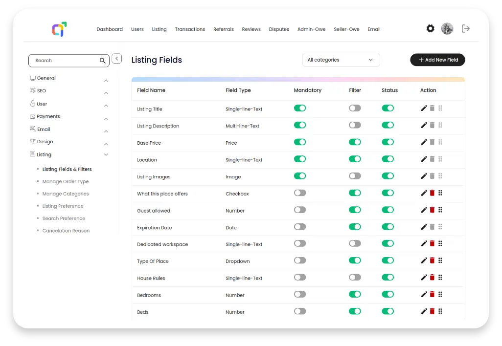 Add Listing Fields and Filters